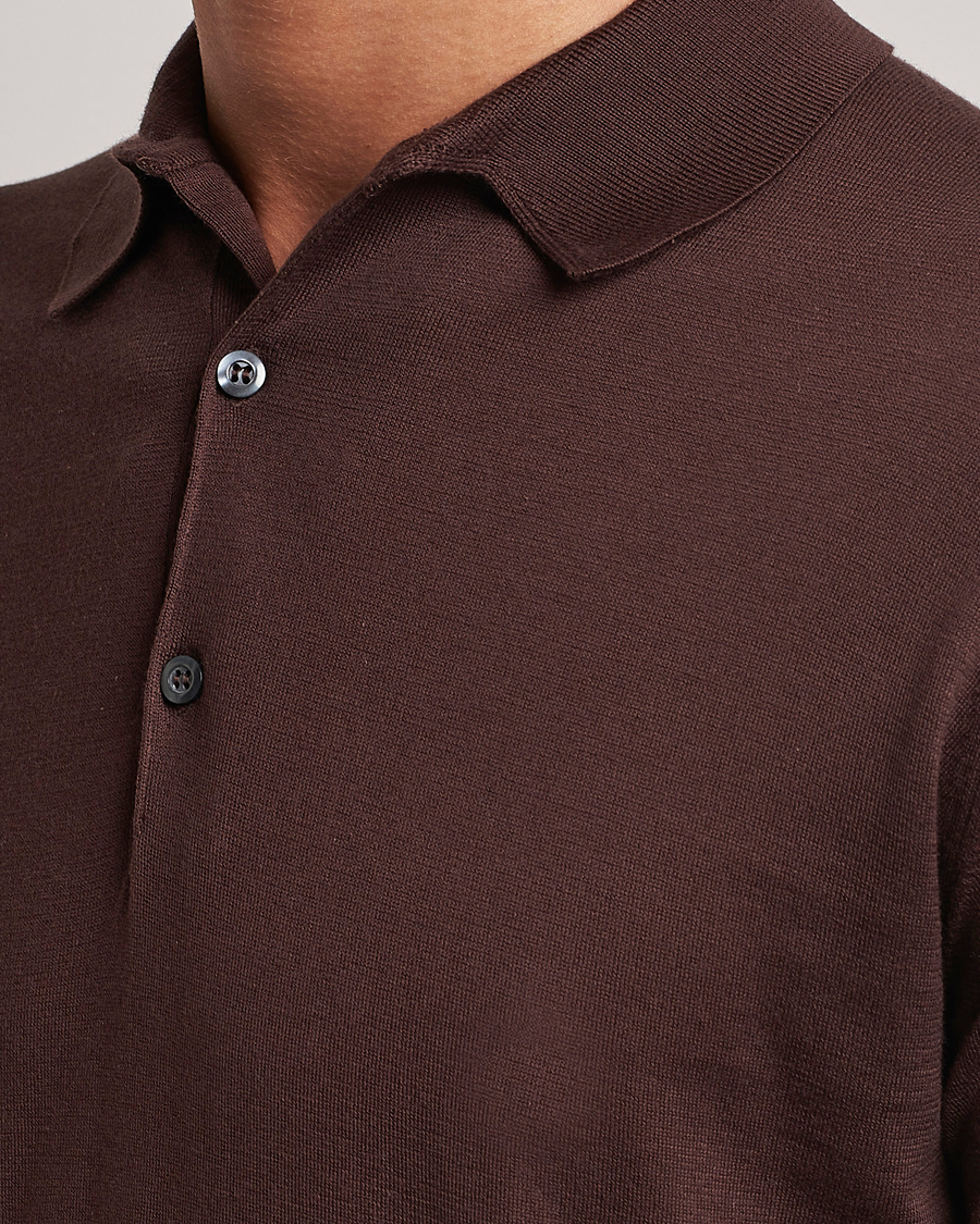 Herren | Poloshirts | John Smedley | Adrian Slim Fit Sea Island Polo Coffee Bean