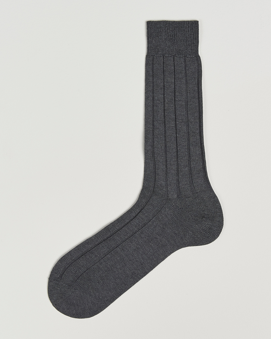 Herren | Unterwäsche | Bresciani | Wide Ribbed Cotton Socks Grey