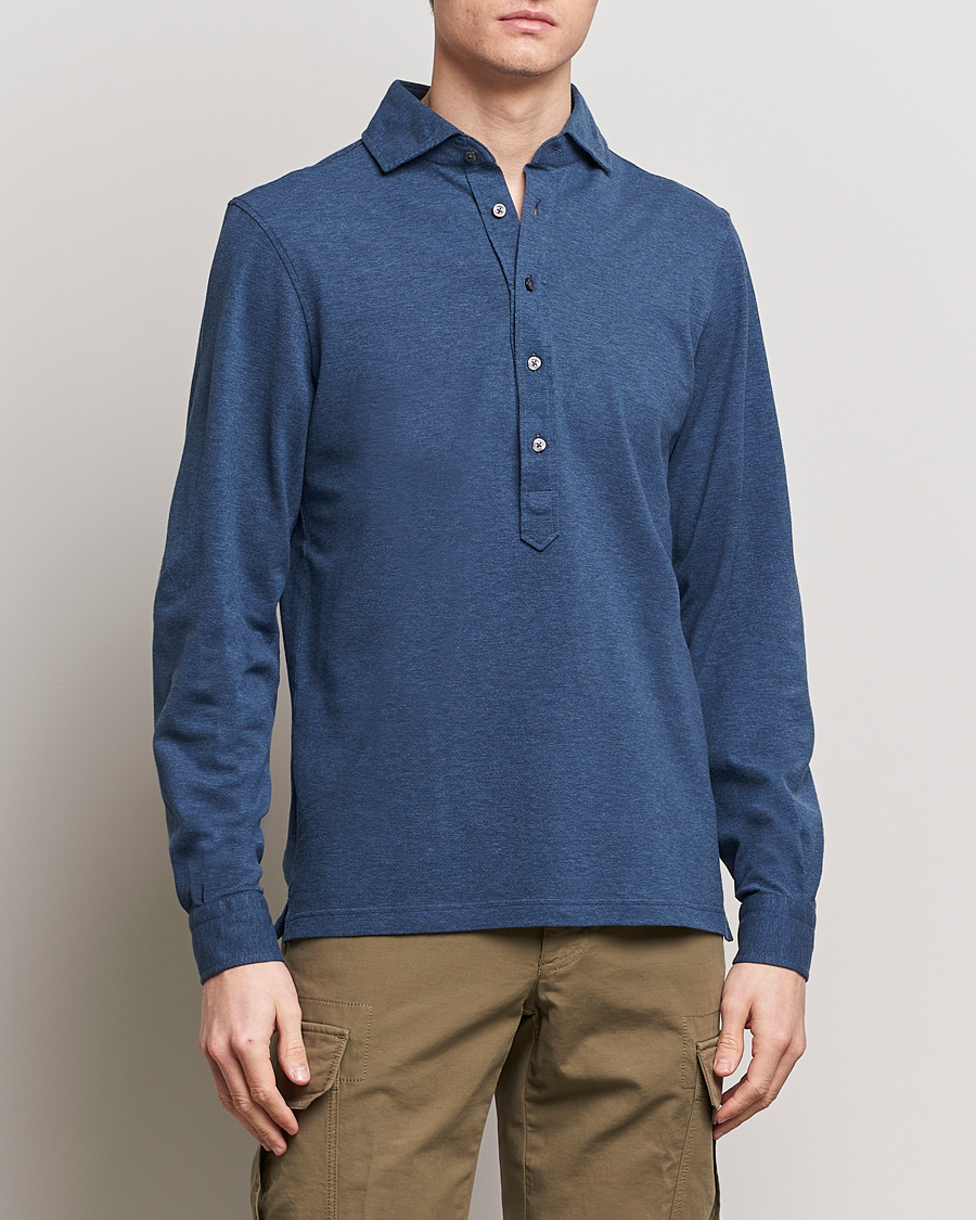 Men | Casual Shirts | Gran Sasso | Popover Shirt Blue
