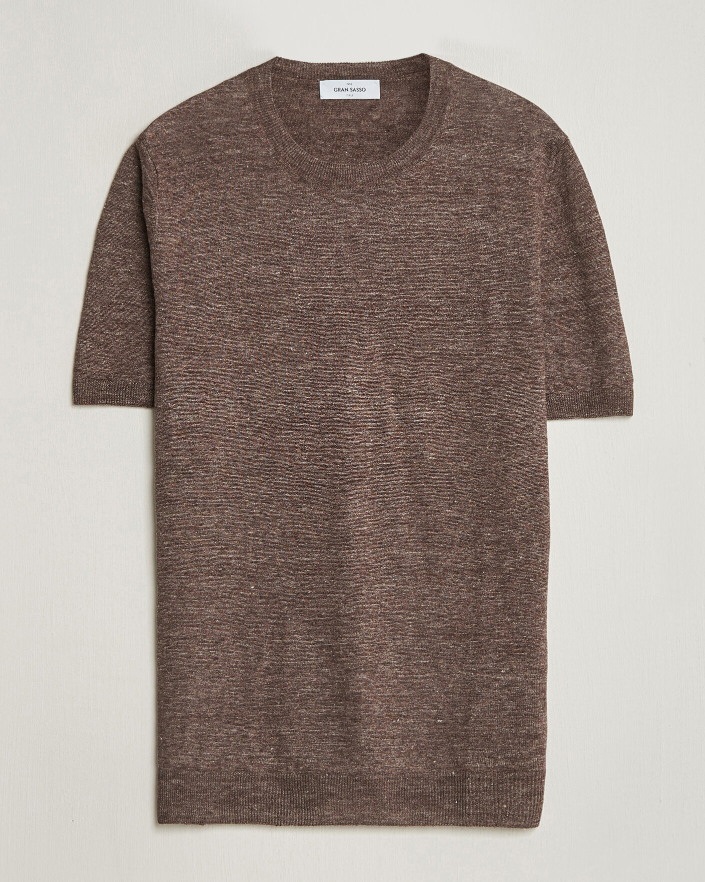 Herren | T-Shirts | Gran Sasso | Crew Neck Linen Tee Light Brown