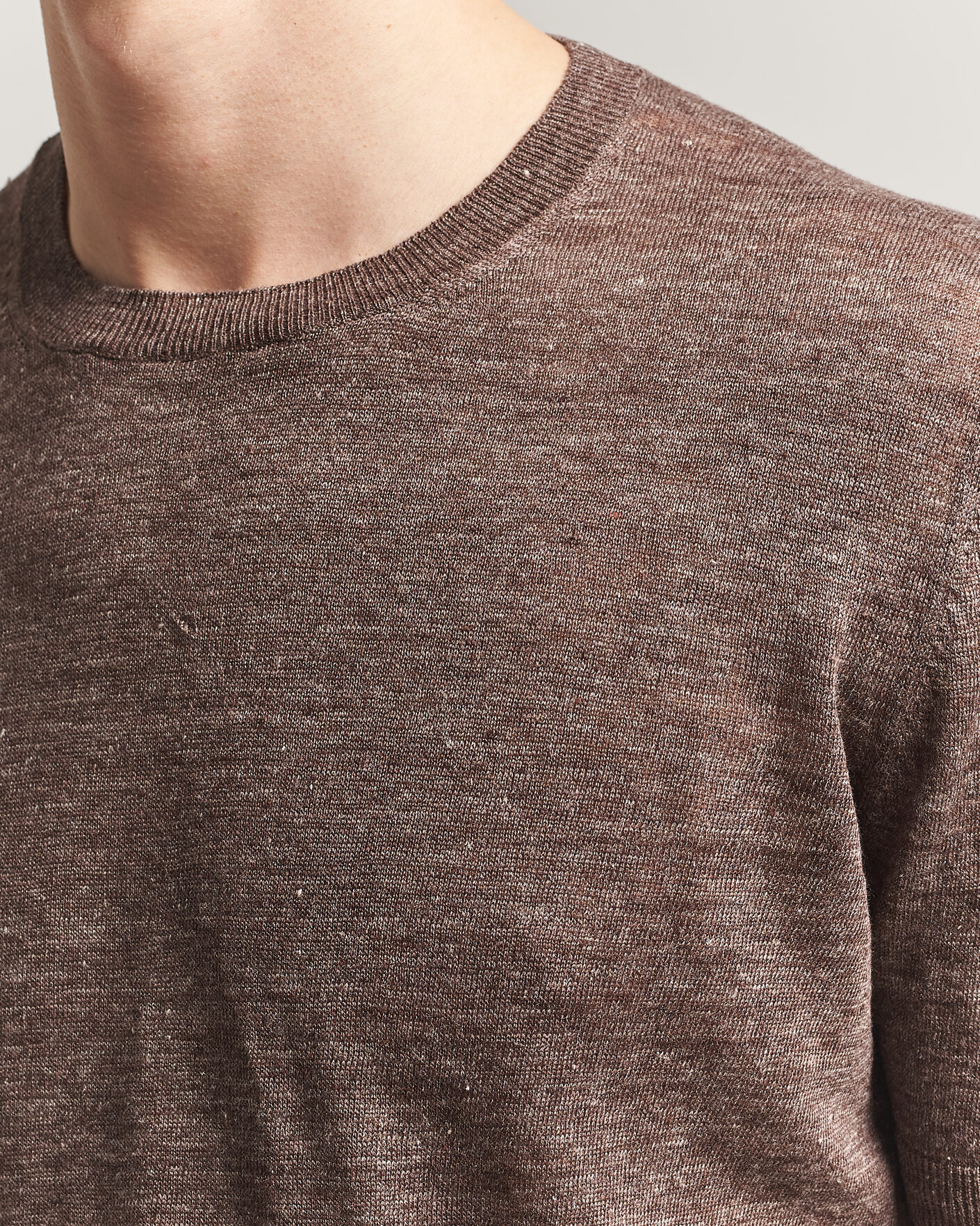 Herren | T-Shirts | Gran Sasso | Crew Neck Linen Tee Light Brown