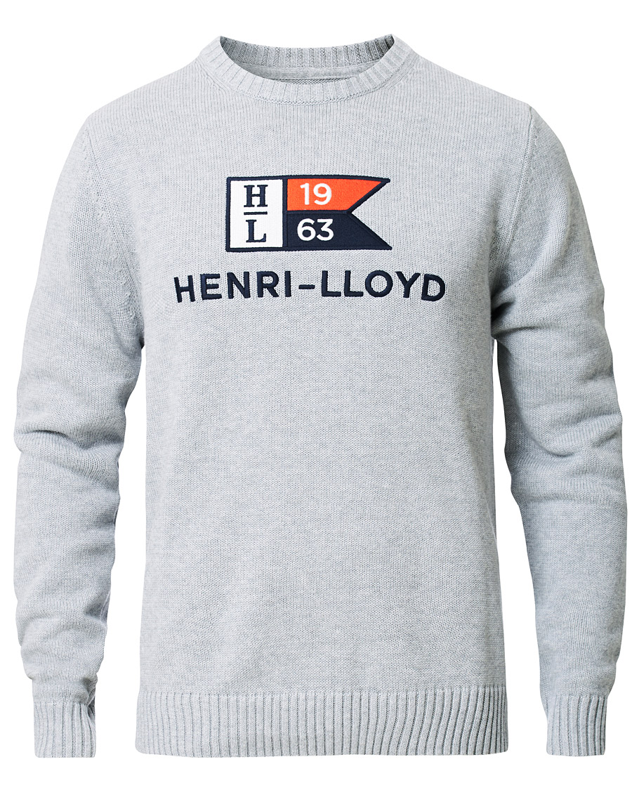 Herren | Pullover | Henri-Lloyd | Henri Lloyd Cross Flag Knitted Crew Neck Grey Melange