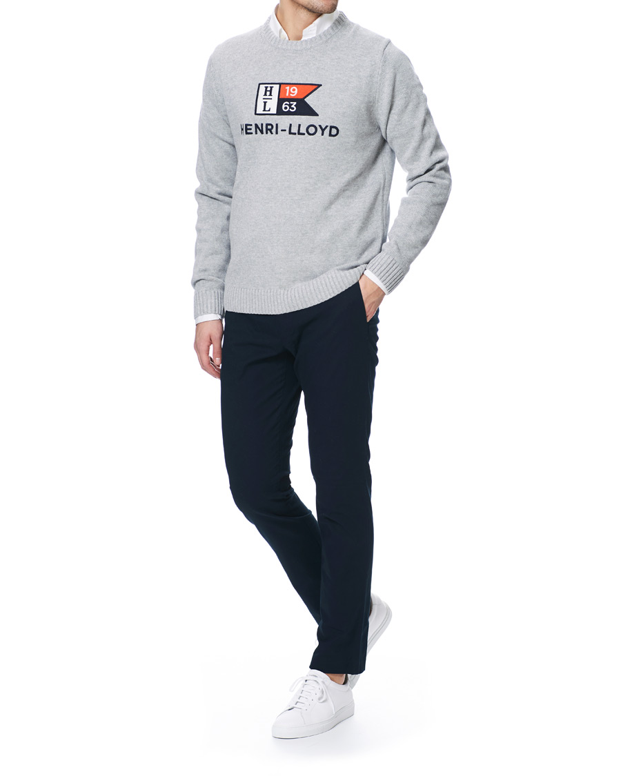 Herren | Pullover | Henri-Lloyd | Henri Lloyd Cross Flag Knitted Crew Neck Grey Melange