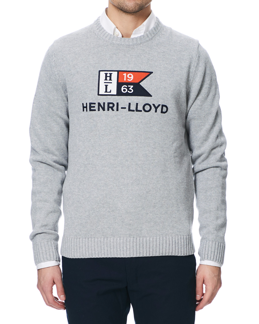 Herren | Pullover | Henri-Lloyd | Henri Lloyd Cross Flag Knitted Crew Neck Grey Melange