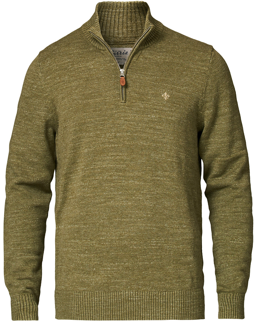 Herren | Pullover | Morris | Randall Cotton Half-Zip Sweater Olive