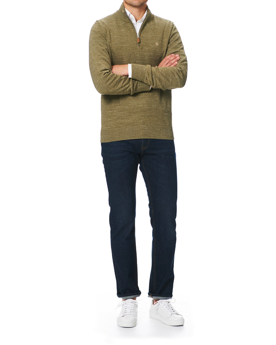 Herren | Pullover | Morris | Randall Cotton Half-Zip Sweater Olive