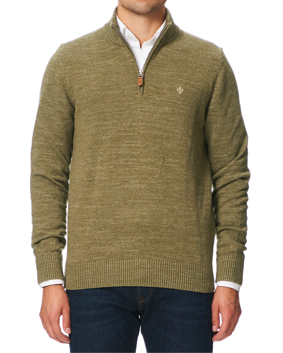 Herren | Pullover | Morris | Randall Cotton Half-Zip Sweater Olive
