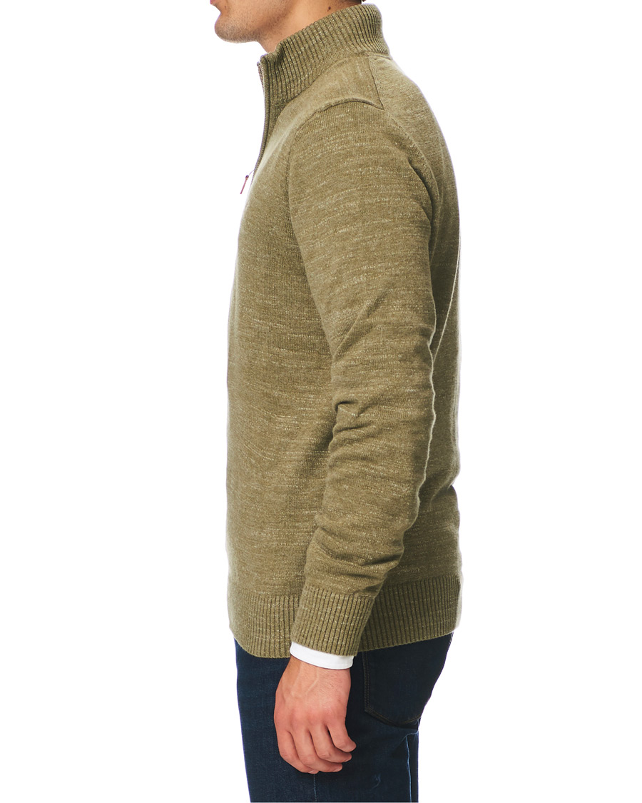 Herren | Pullover | Morris | Randall Cotton Half-Zip Sweater Olive