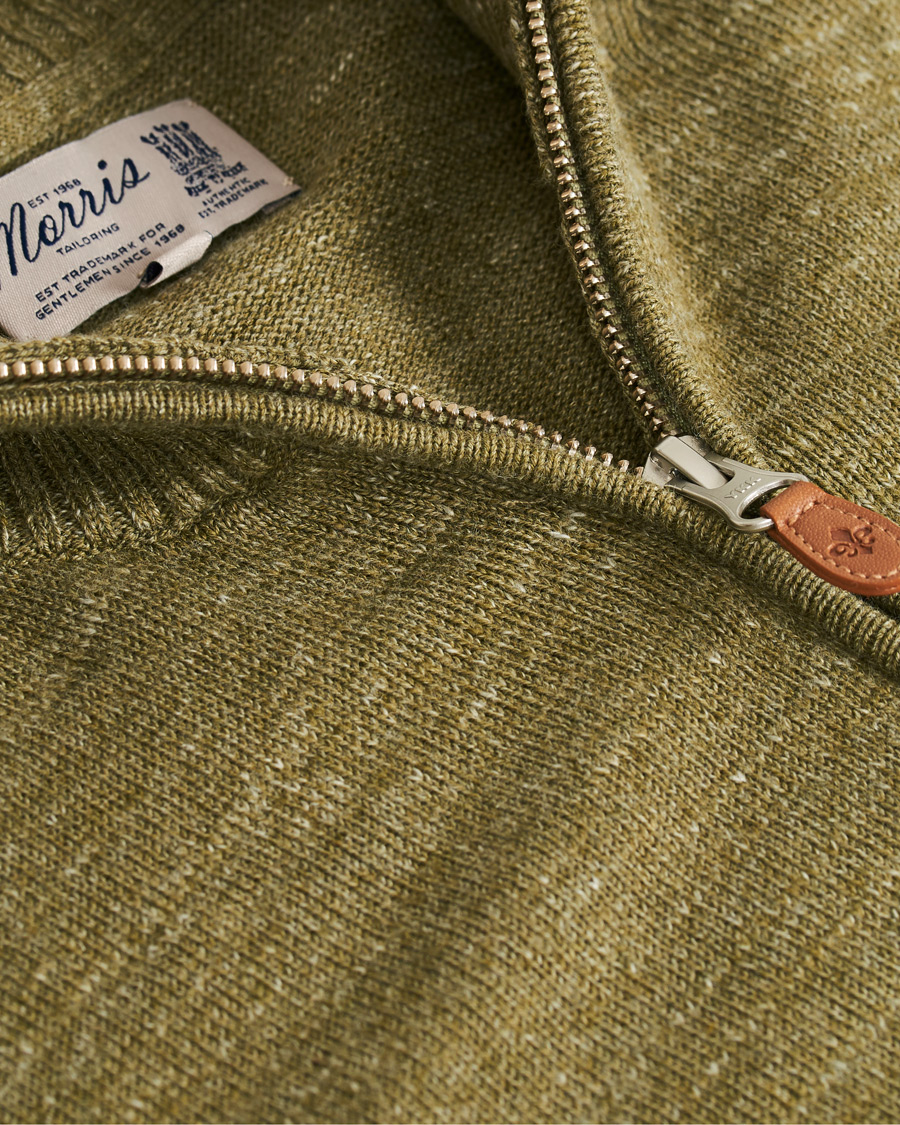 Herren | Pullover | Morris | Randall Cotton Half-Zip Sweater Olive