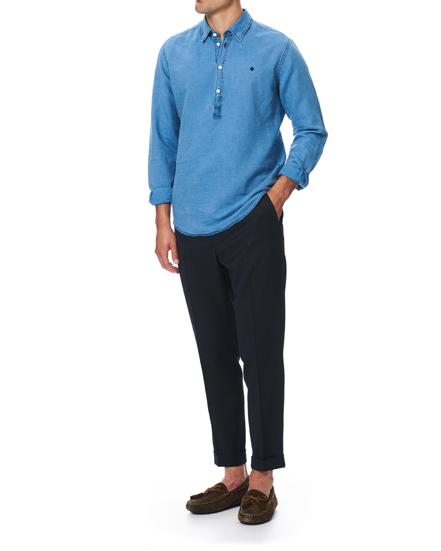 Herren | Hemden | Morris | Harold Denim Button Under Popover Shirt Blue