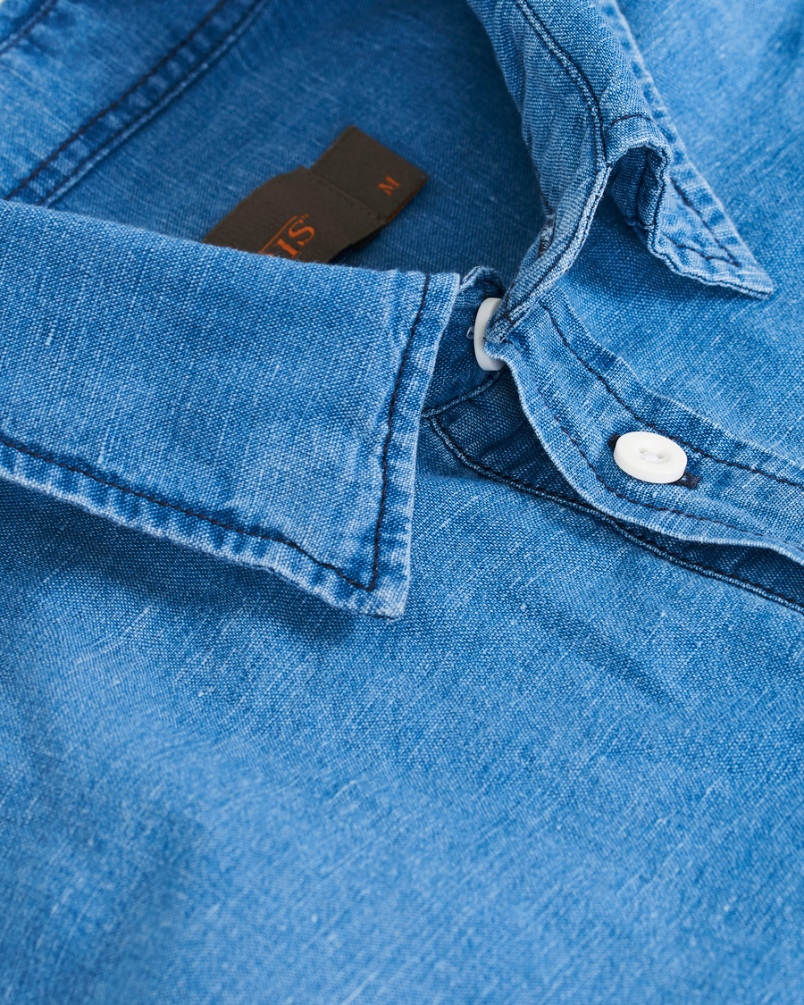 Herren | Hemden | Morris | Harold Denim Button Under Popover Shirt Blue