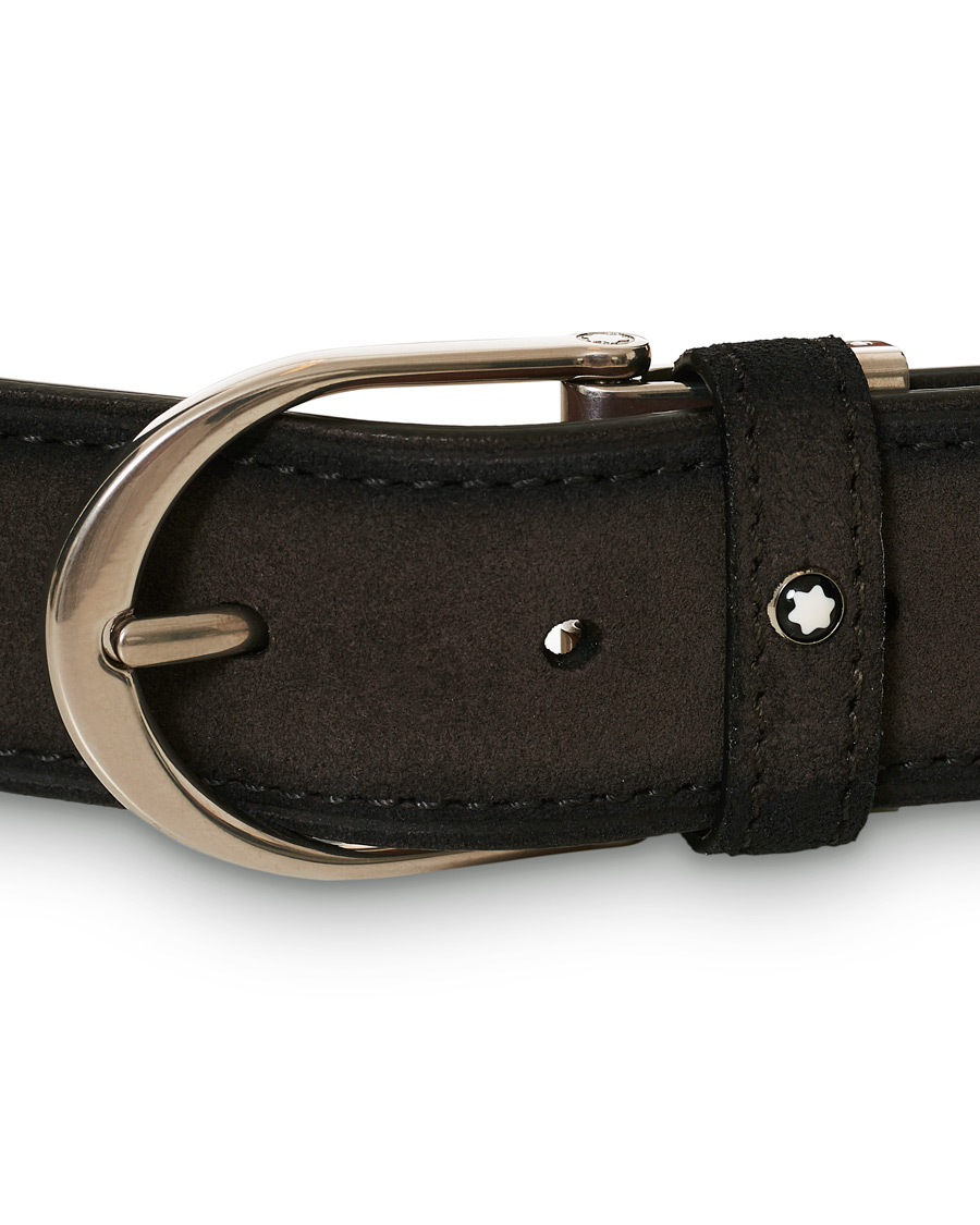 Herren | Montblanc Horseshoe Buckle Belt 35mm Grey Suede | Montblanc | Horseshoe Buckle Belt 35mm Grey Suede