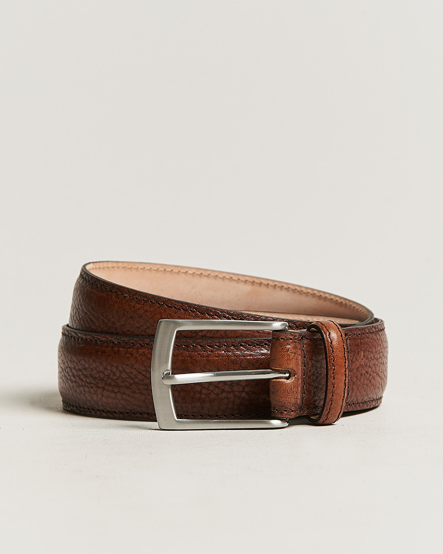 Herren | Loake 1880 Henry Grained Leather Belt 3,3 cm Dark Brown | Loake 1880 | Henry Grained Leather Belt 3,3 cm Dark Brown