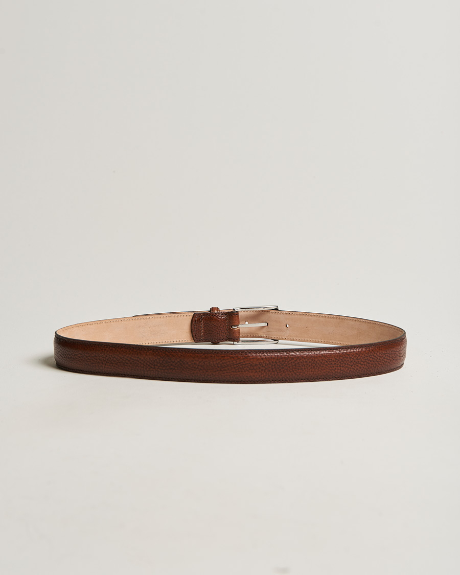 Herren | Loake 1880 Henry Grained Leather Belt 3,3 cm Dark Brown | Loake 1880 | Henry Grained Leather Belt 3,3 cm Dark Brown