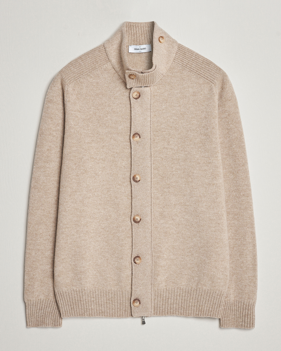 Herren | Pullover | Gran Sasso | Heavy Wool Cardigan Taupe Melange