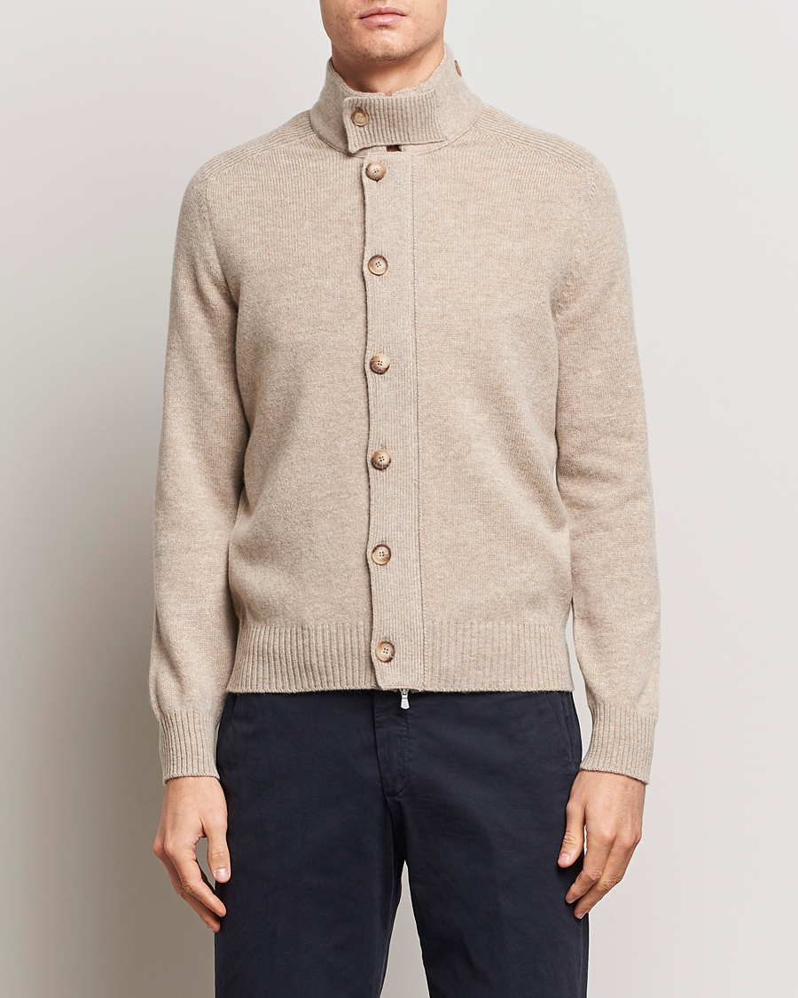 Herren | Pullover | Gran Sasso | Heavy Wool Cardigan Taupe Melange