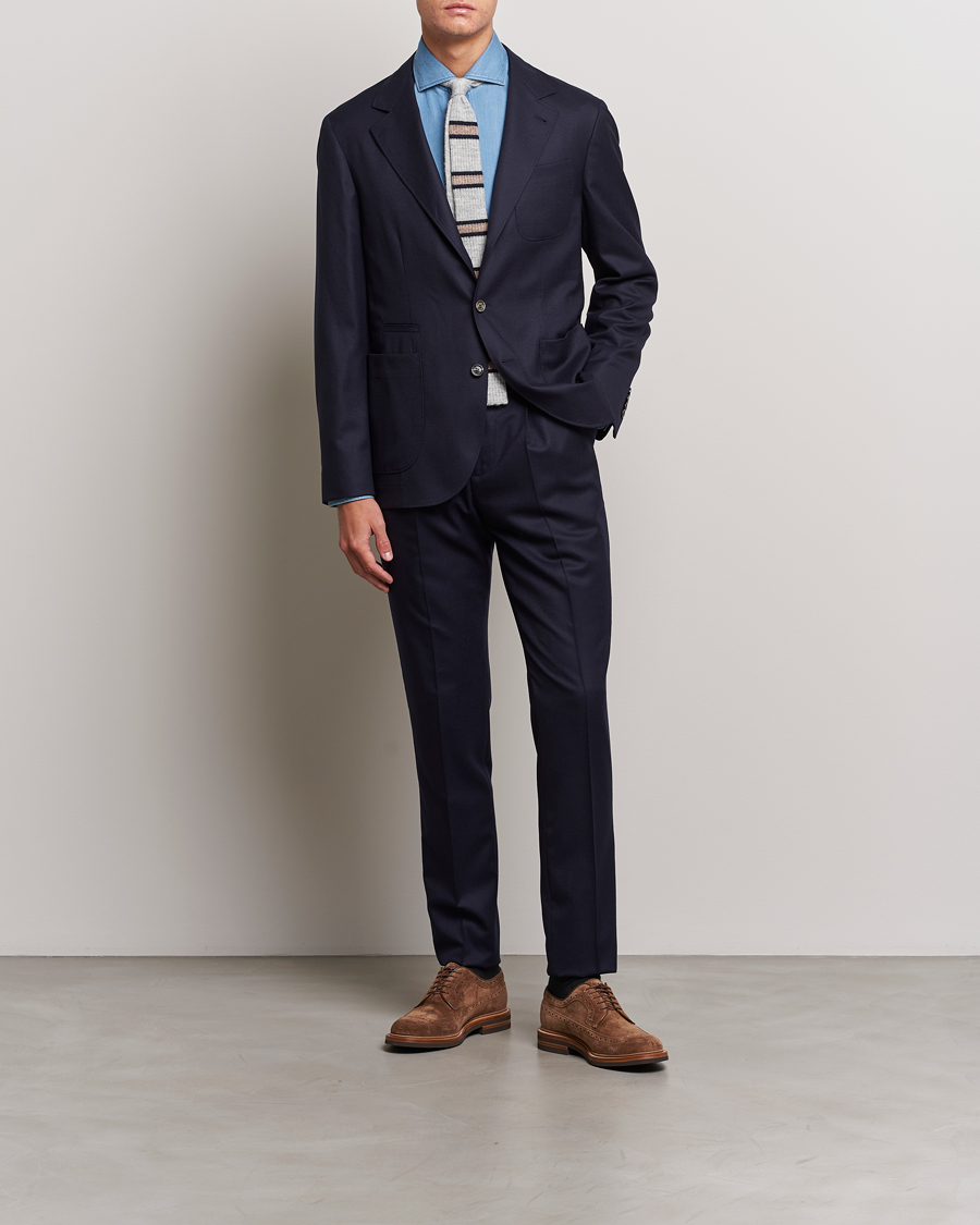 Herren | Sakkos | Brunello Cucinelli | Flannel Blazer Navy