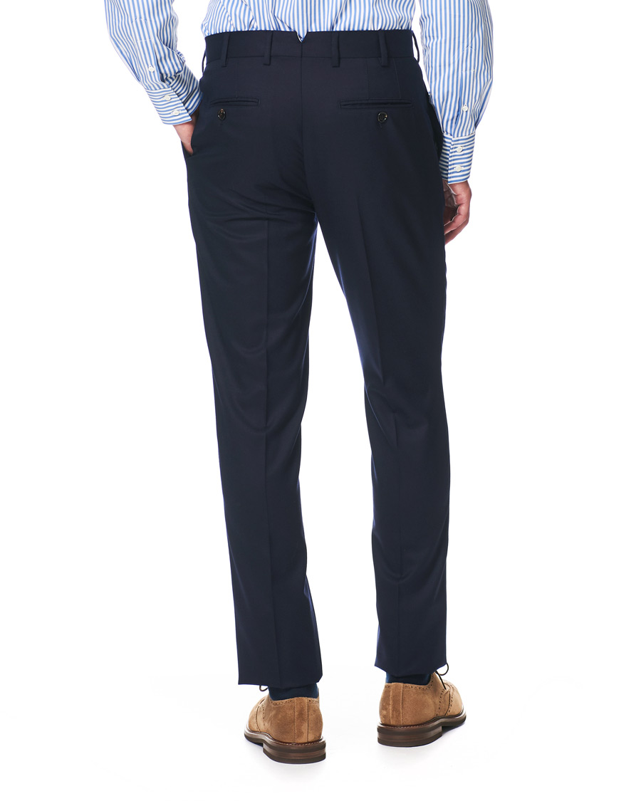 Herren | Hosen | Brunello Cucinelli | Slim Fit Super 120s Flannel Trousers Navy