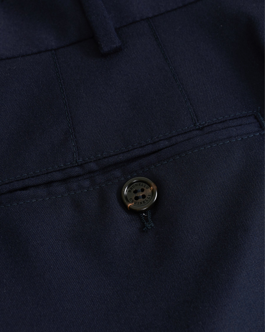 Herren | Hosen | Brunello Cucinelli | Slim Fit Super 120s Flannel Trousers Navy