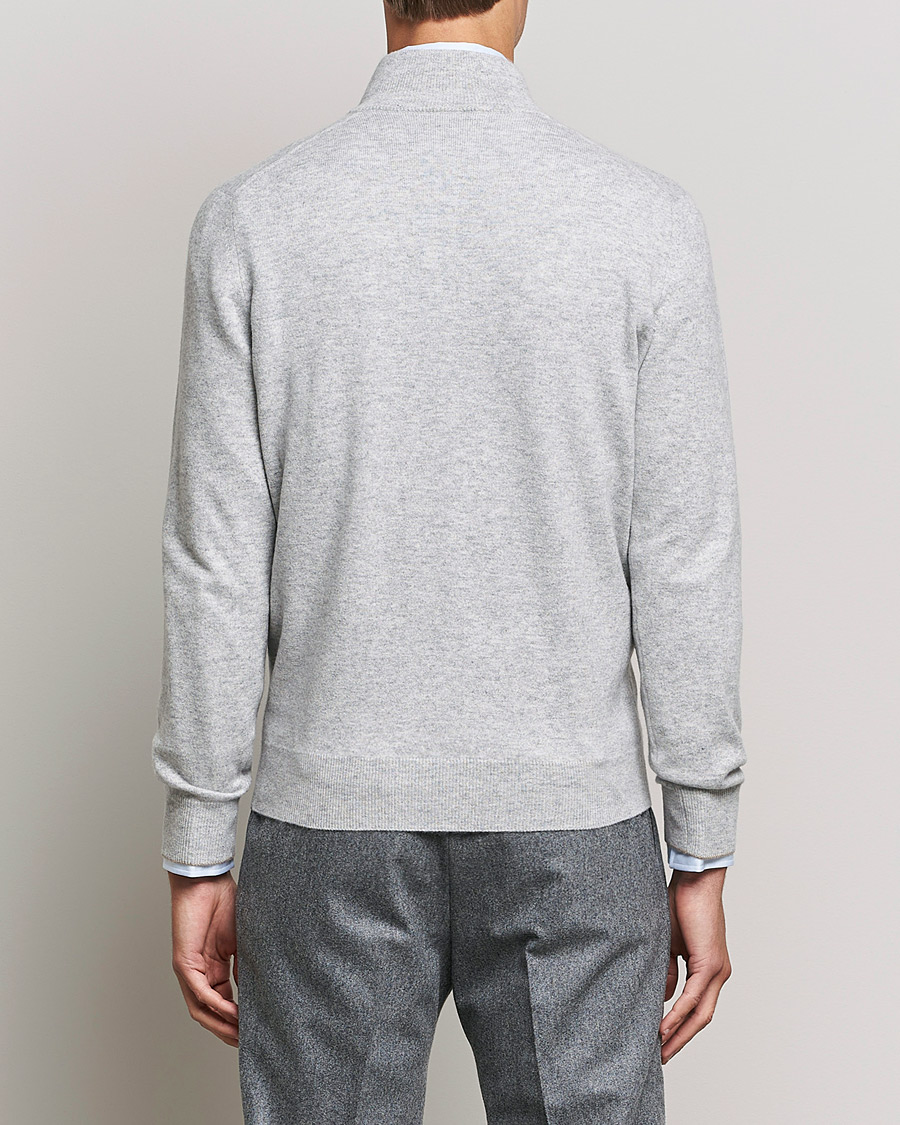 Herren | Pullover | Brunello Cucinelli | 2 Ply Cashmere Half Zip Light Grey