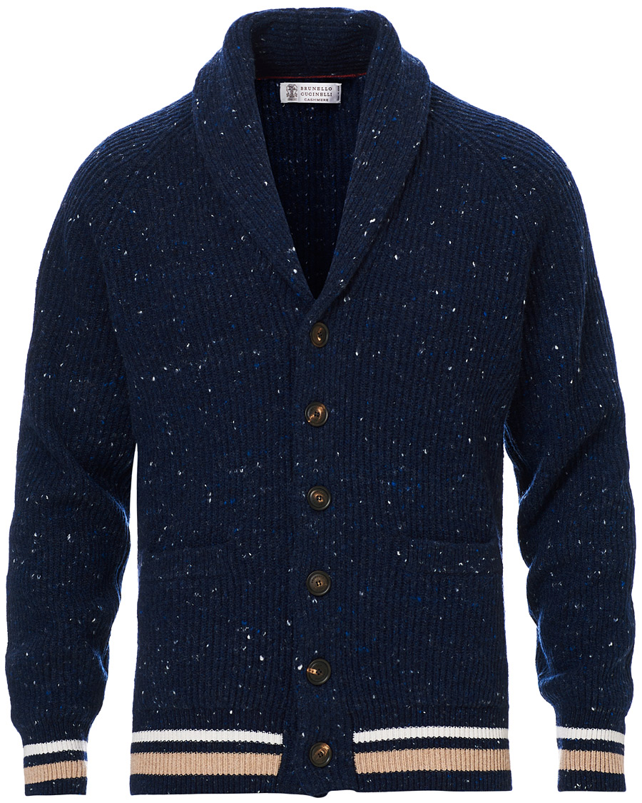 Herren | Pullover | Brunello Cucinelli | Cashmere Blend Shawl Collar Cardigan Dark Blue