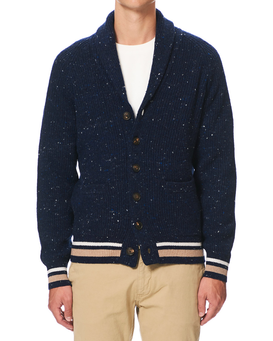 Herren | Pullover | Brunello Cucinelli | Cashmere Blend Shawl Collar Cardigan Dark Blue