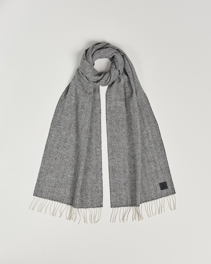 Herren | Schals | Amanda Christensen | Wool Herringbone Scarf Grey Melange