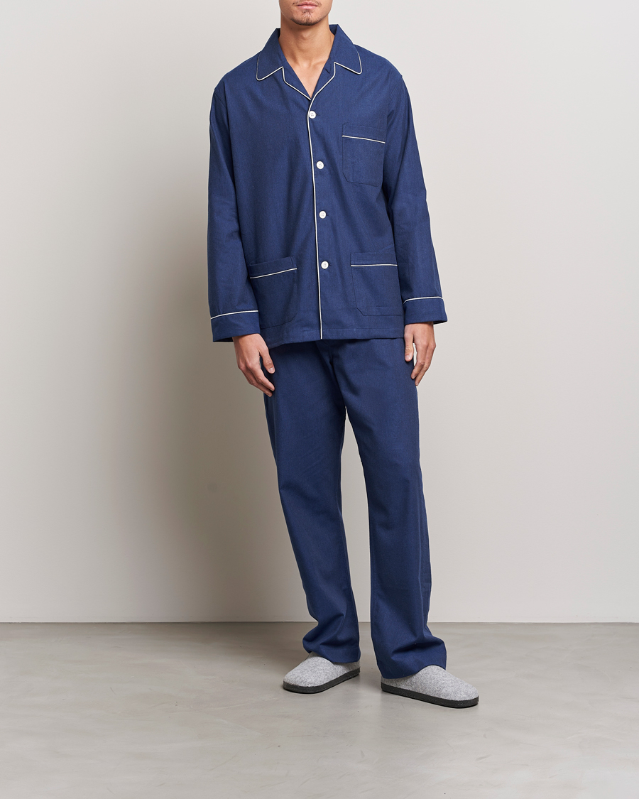 Herren | Schlafanzüge & Bademäntel | Derek Rose | Brushed Cotton Flanell Pyjama Set Navy
