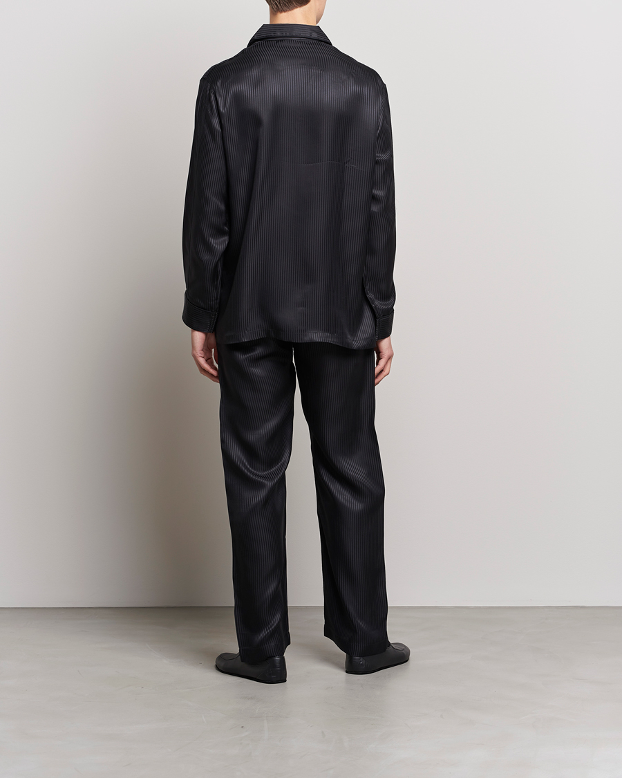 Herren | Schlafanzüge & Bademäntel | Derek Rose | Striped Silk Pyjama Set Black