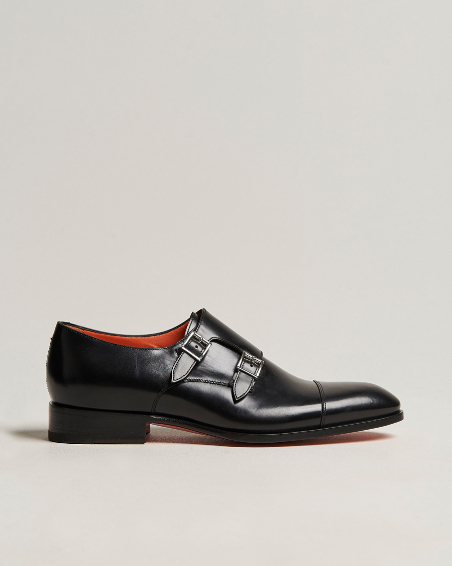 Herren | Santoni Blake Double Monk Black Calf | Santoni | Blake Double Monk Black Calf