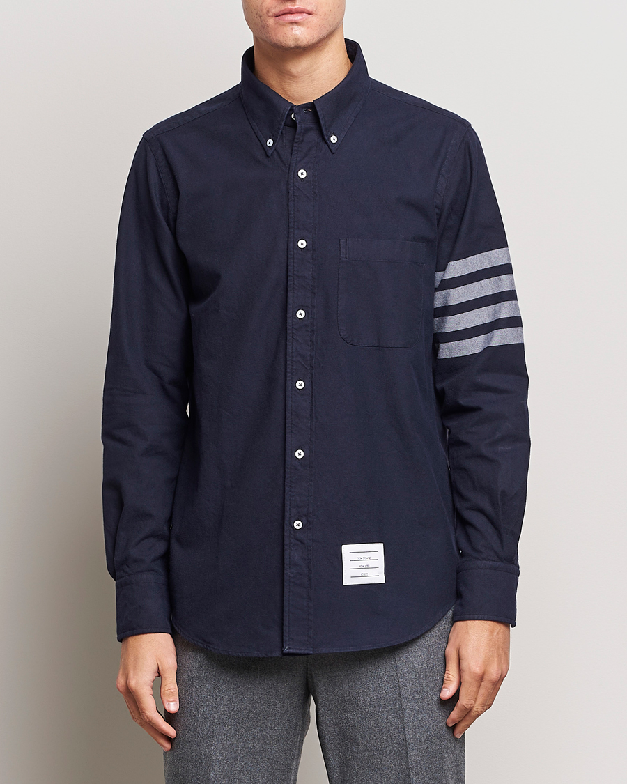 Men | Flannel Shirts | Thom Browne | 4 Bar Flannel Shirt Navy
