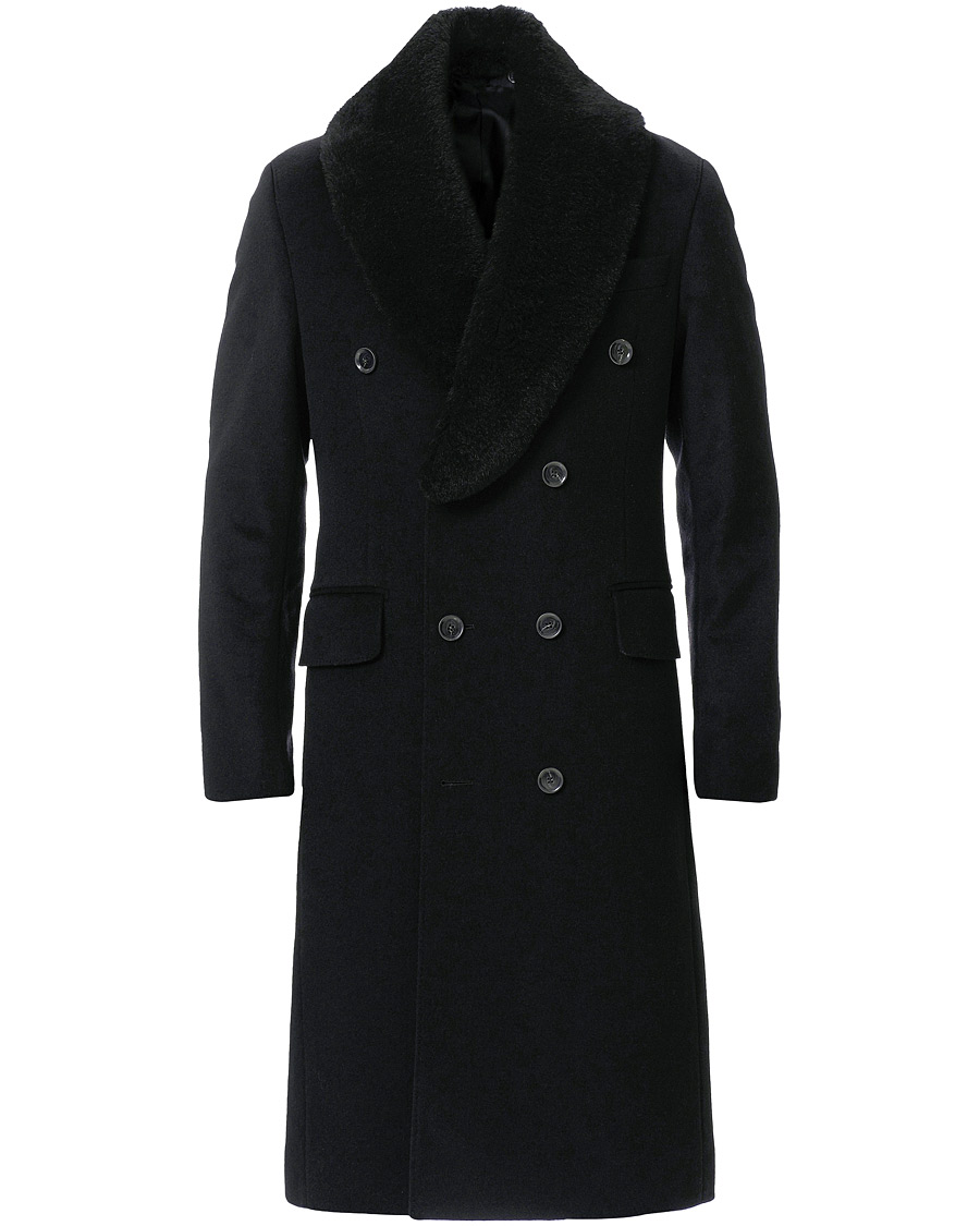 Herren | Jacken | Oscar Jacobson | Pekka DB Sherling Collar Coat Black