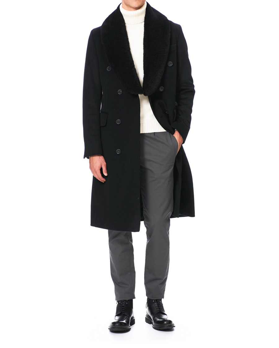 Herren | Jacken | Oscar Jacobson | Pekka DB Sherling Collar Coat Black