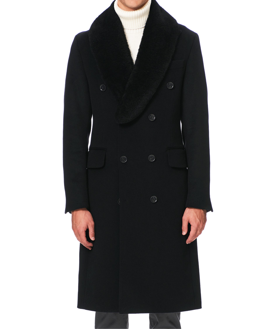 Herren | Jacken | Oscar Jacobson | Pekka DB Sherling Collar Coat Black