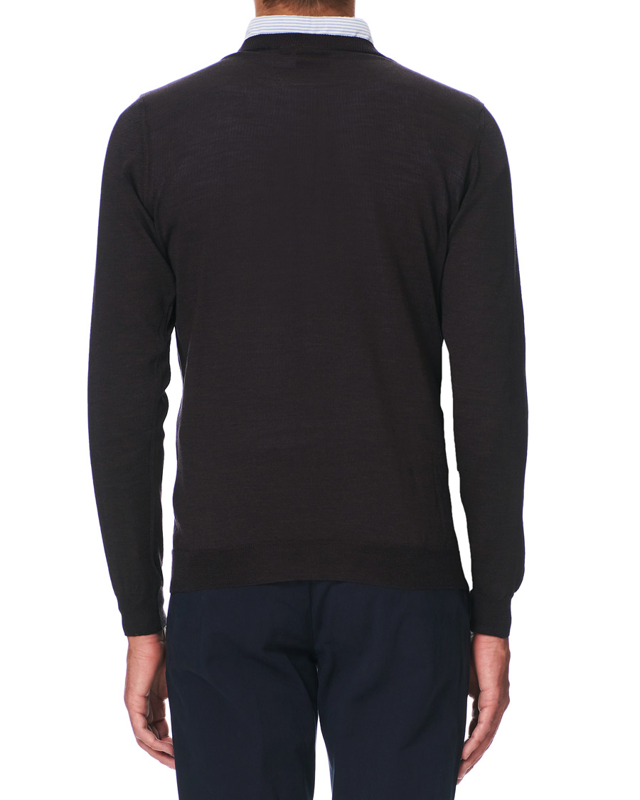 Herren | Pullover | Oscar Jacobson | Custer Extra Fine Merino Crew Neck Brown