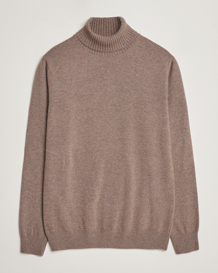 Herren | Pullover | Oscar Jacobson | Salim Wool/Cashmere Rollneck Light Brown