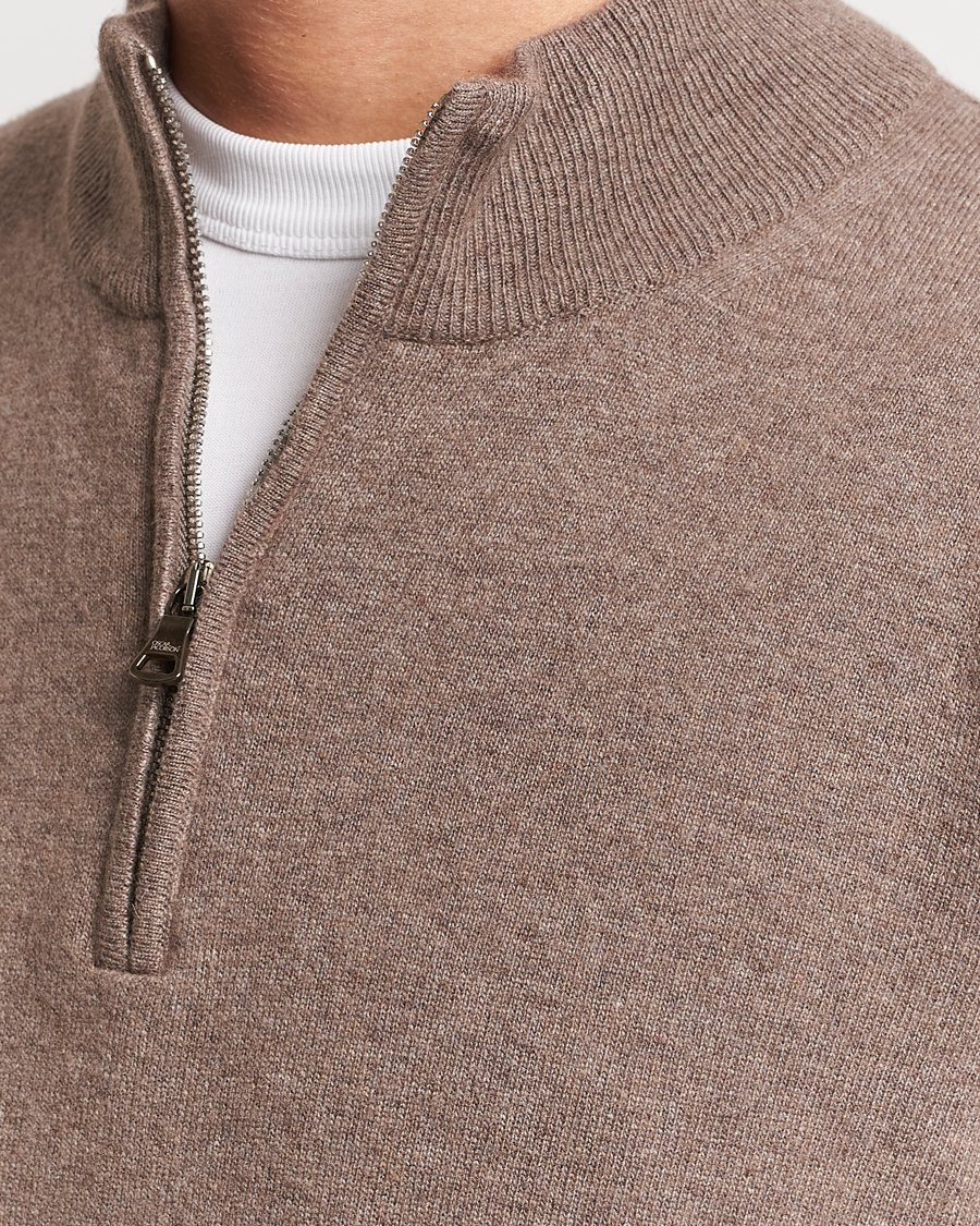 Herren | Pullover | Oscar Jacobson | Patton Wool/Cashmere Half Zip Light Brown