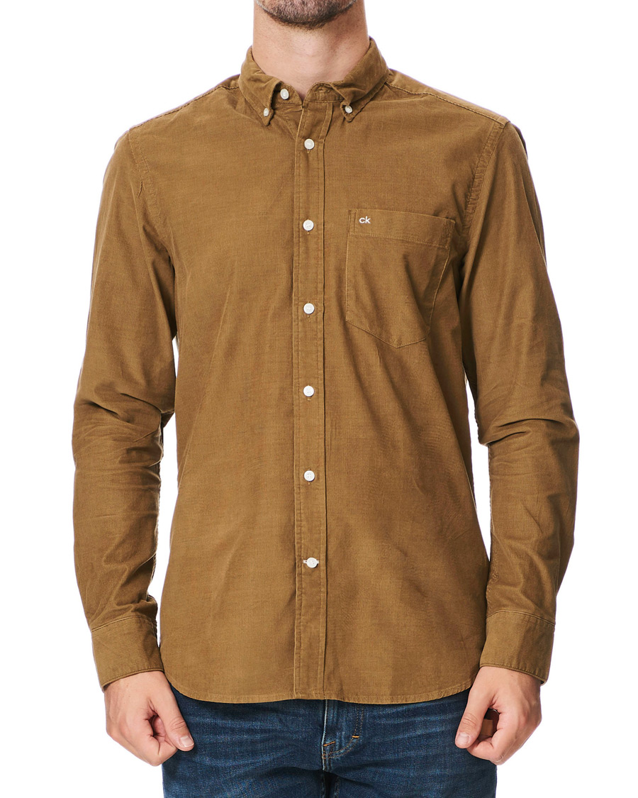 Herren | Hemden | Calvin Klein | Fine Corduroy Button Down Shirt Caramel
