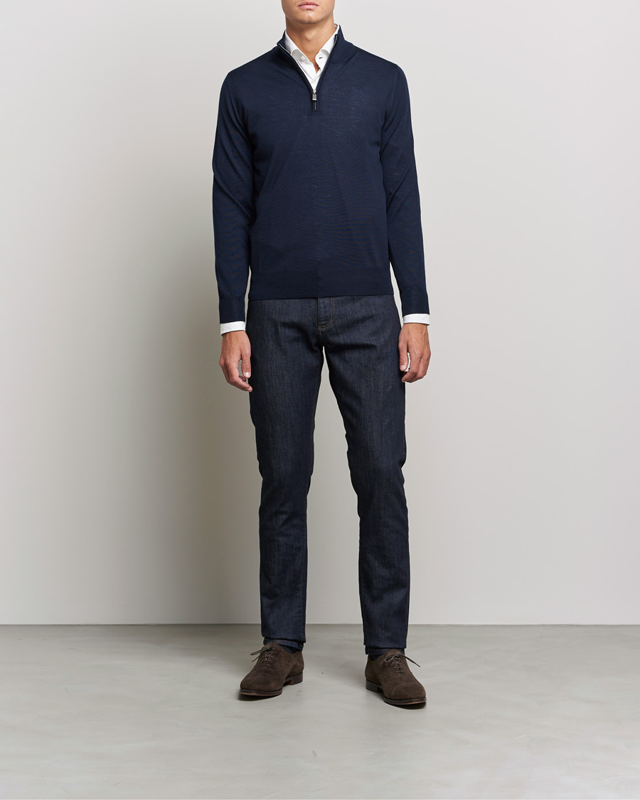Herren | Jeans | Canali | Slim Fit Stretch Jeans Dark Rinse