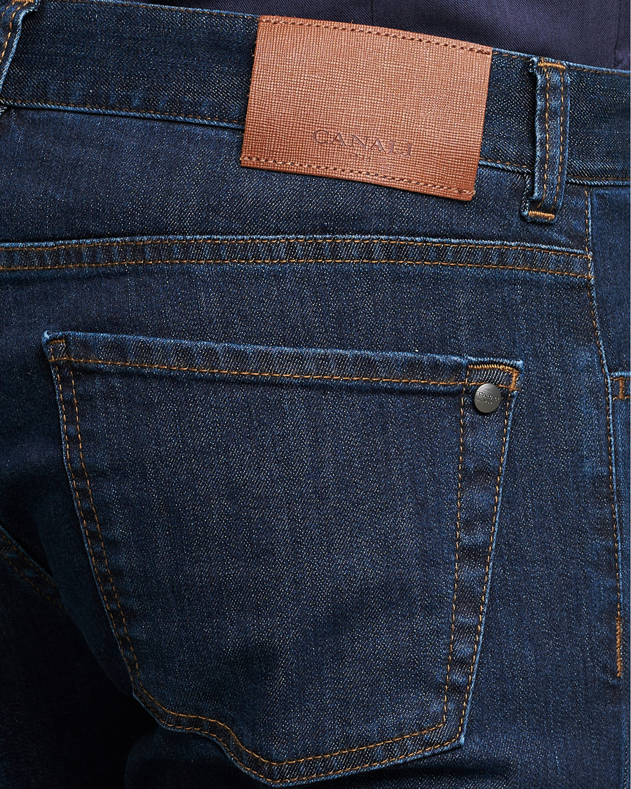 Herren | Jeans | Canali | Slim Fit Stretch Jeans Dark Blue Wash