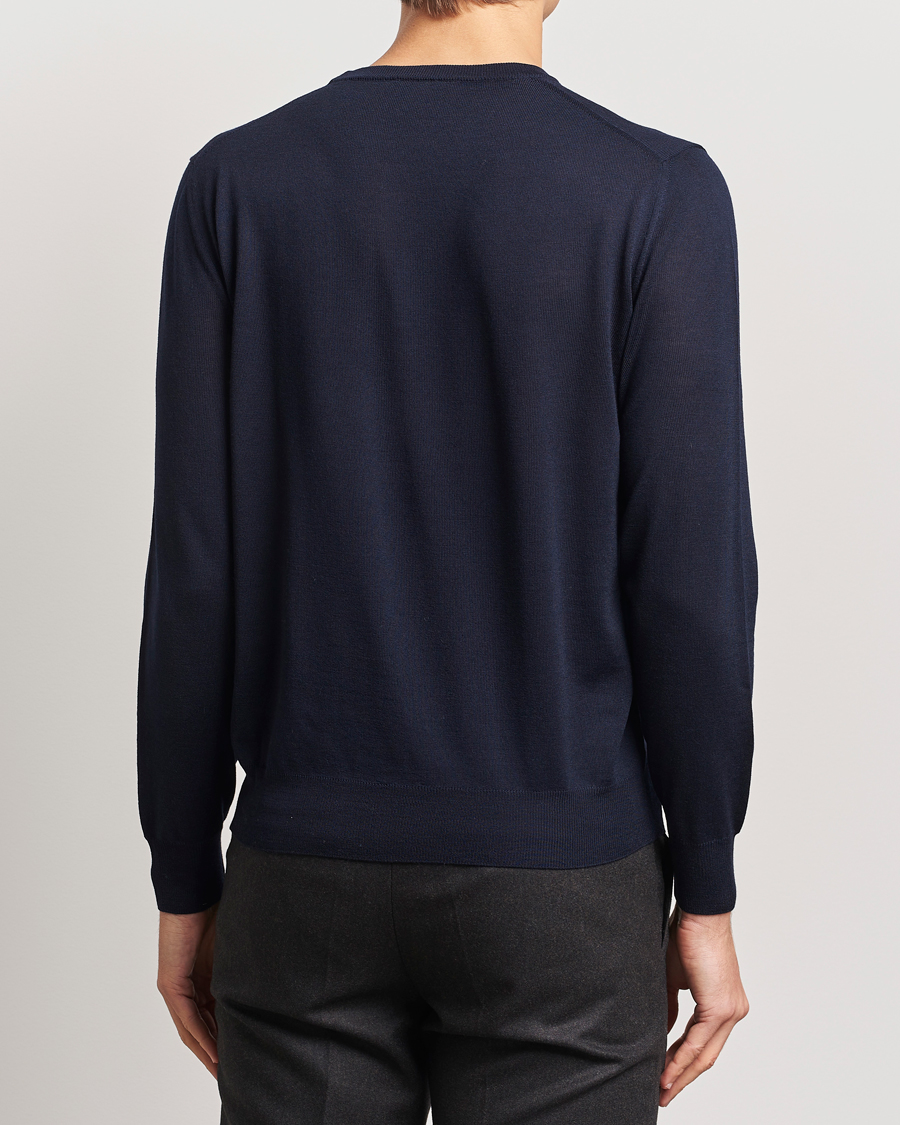 Herren | Pullover | Canali | Merino Wool Crew Neck Navy
