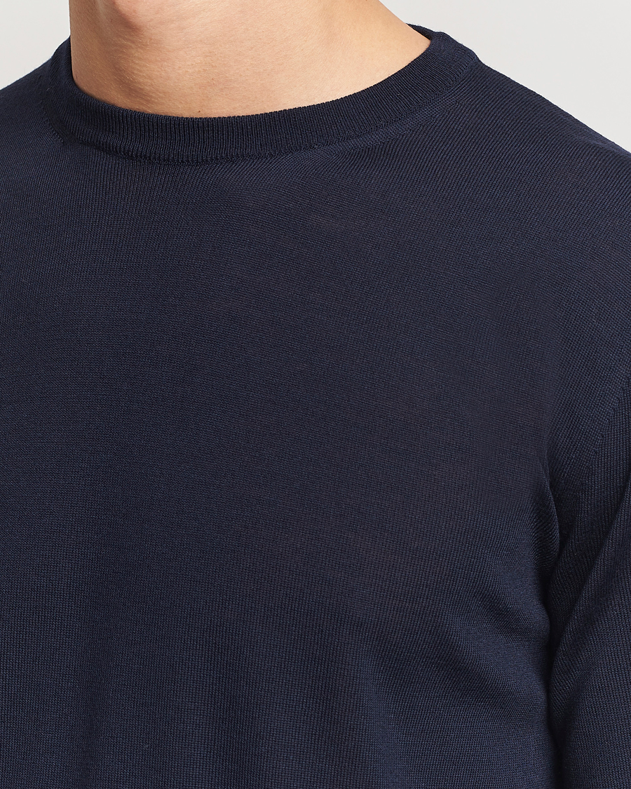 Herren | Pullover | Canali | Merino Wool Crew Neck Navy