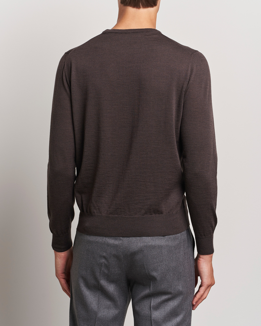 Herren | Pullover | Canali | Merino Wool Crew Neck Brown