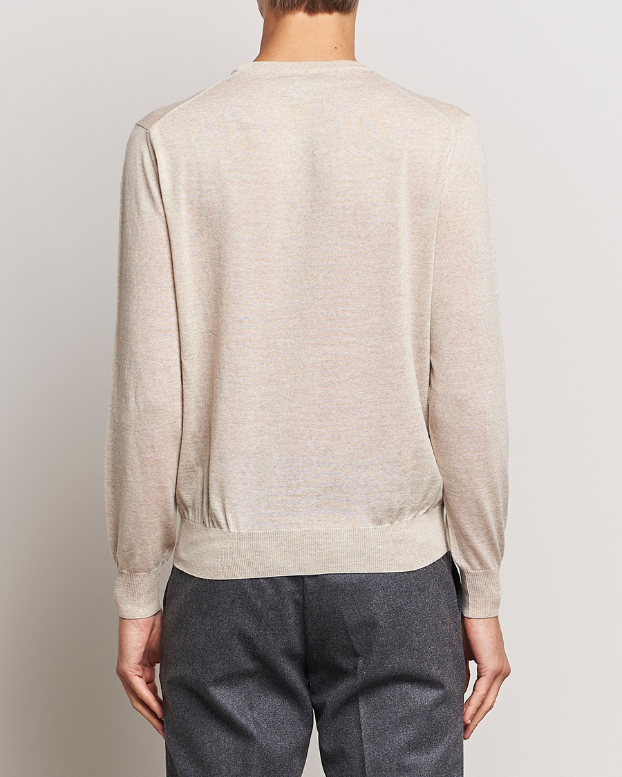 Herren | Pullover | Canali | Merino Wool Crew Neck Light Beige