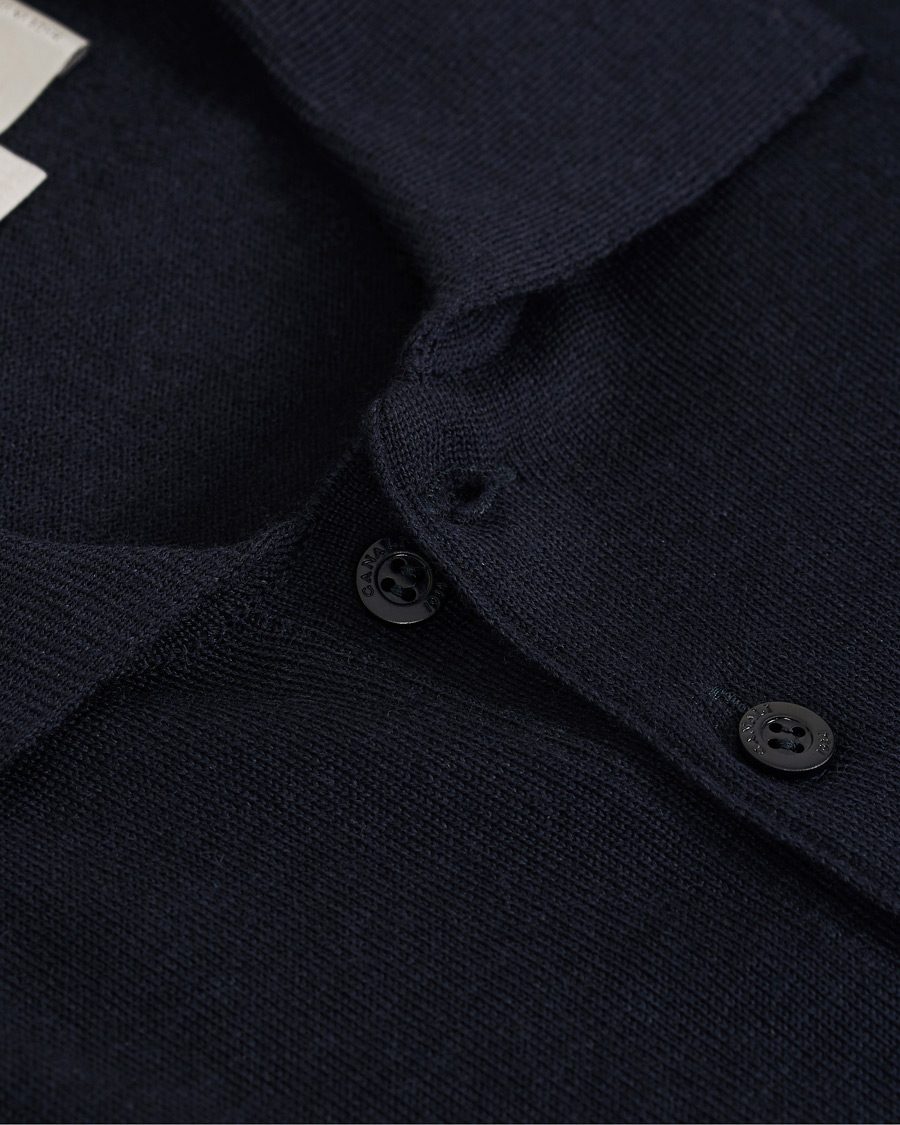 Herren | Pullover | Canali | Merino Wool Knitted Polo Navy