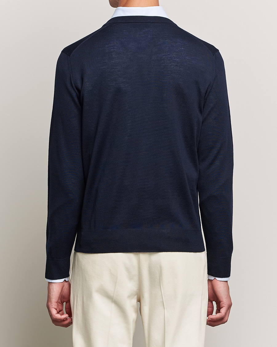 Herren | Pullover | Canali | Merino Wool V-Neck Navy
