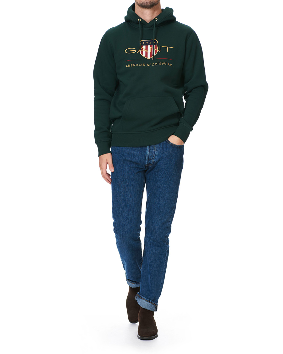 Herren | Pullover | GANT | Archive Shield Hoodie Tartan Green