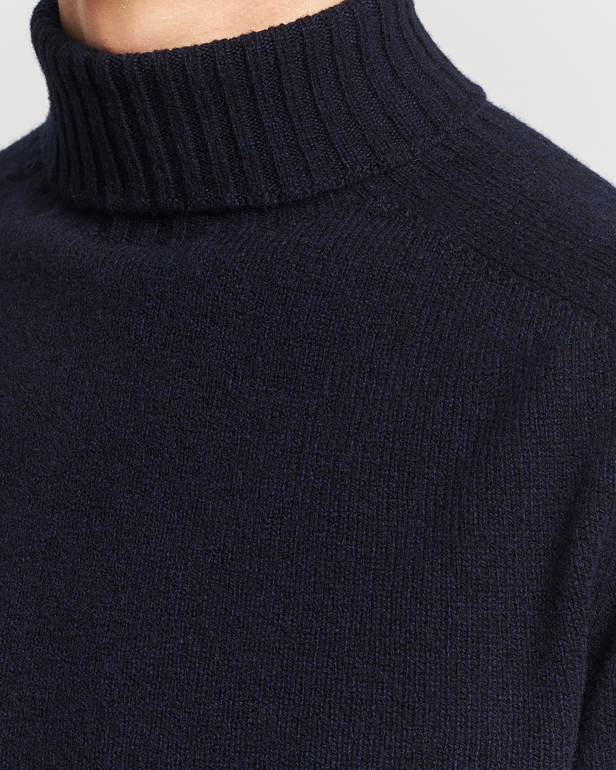 Herren | Pullover | Sunspel | Lambswool Poloshirt Dark Navy Moiline