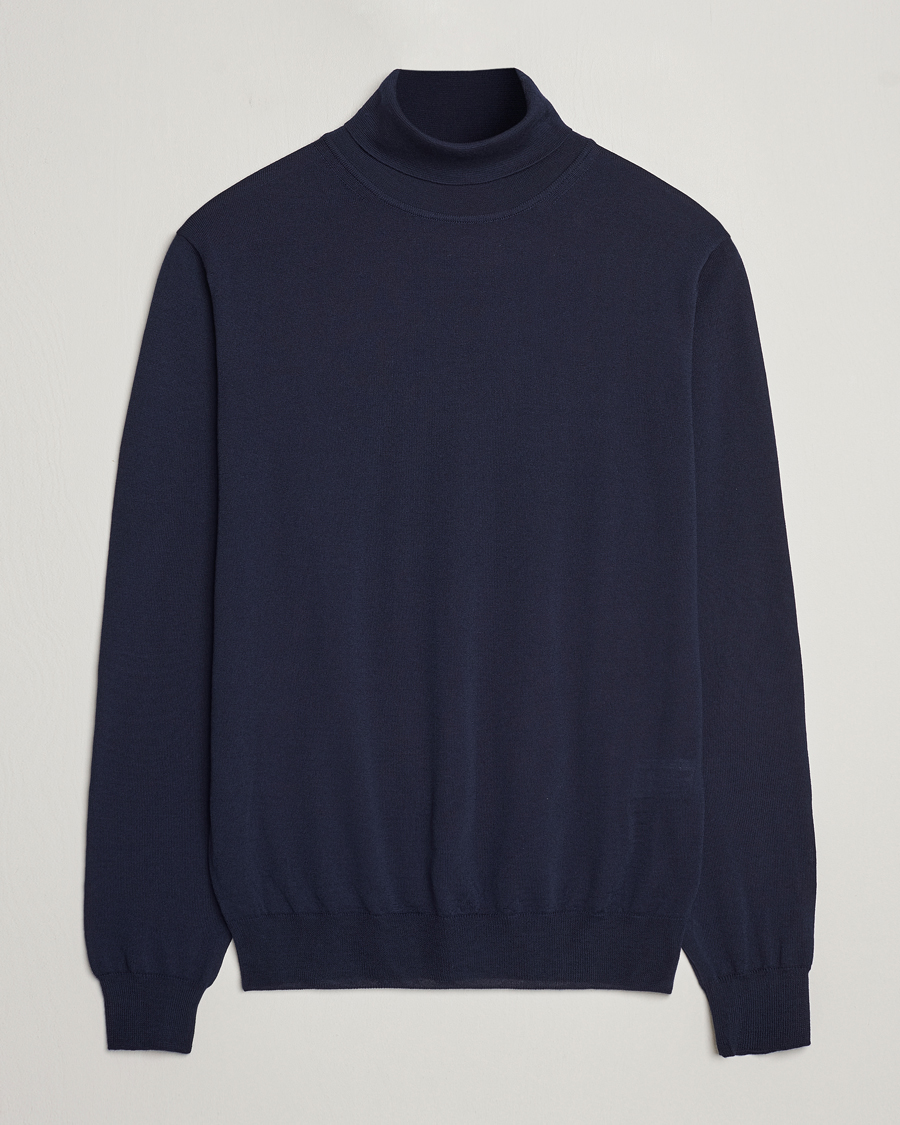 Herren | Pullover | Stenströms | Fine Merino Rollneck Navy
