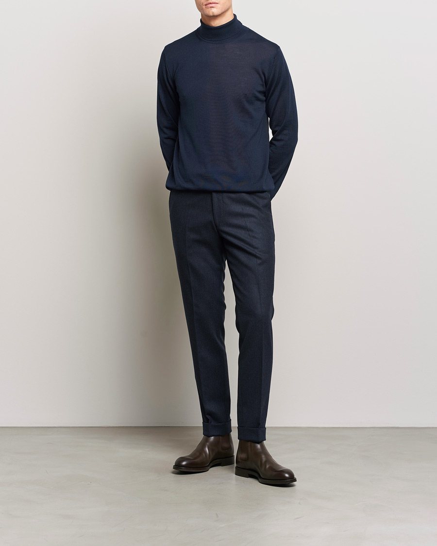 Herren | Pullover | Stenströms | Fine Merino Rollneck Navy